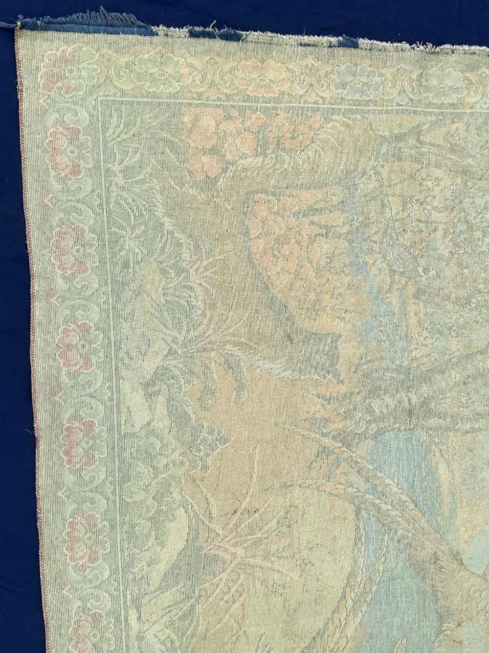 Oversized VTG 1960s Italian Wall Tapestry Pheasant Fox Woodland Rug 47”x70” - Picture 15 of 16